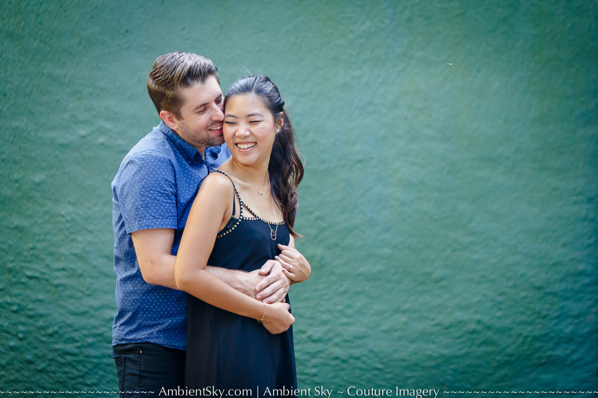 Oregon Engagement Photography Couple hugging and laughing