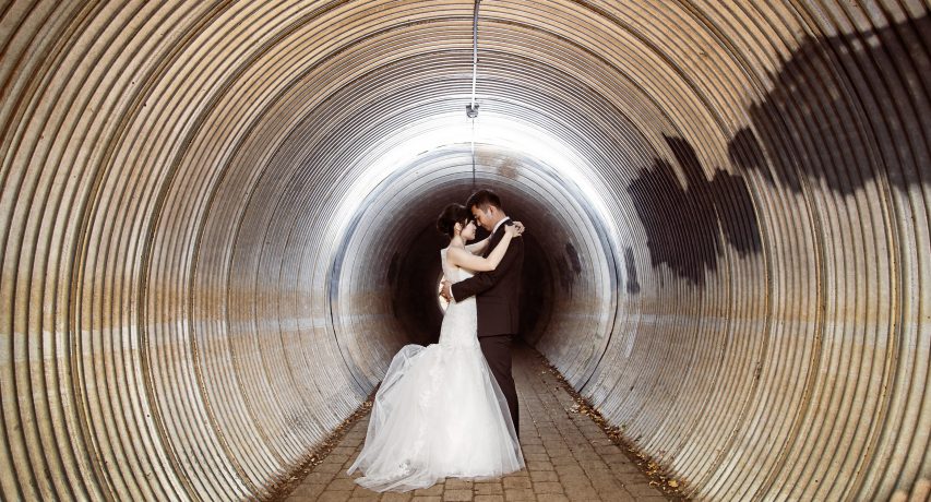 The Aerie at Eagle Landing Wedding photo in the tunnel