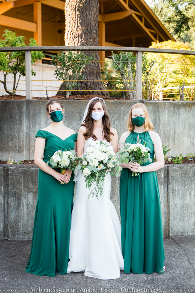 COVID-19 Wedding bridesmaids wearing masks for safety