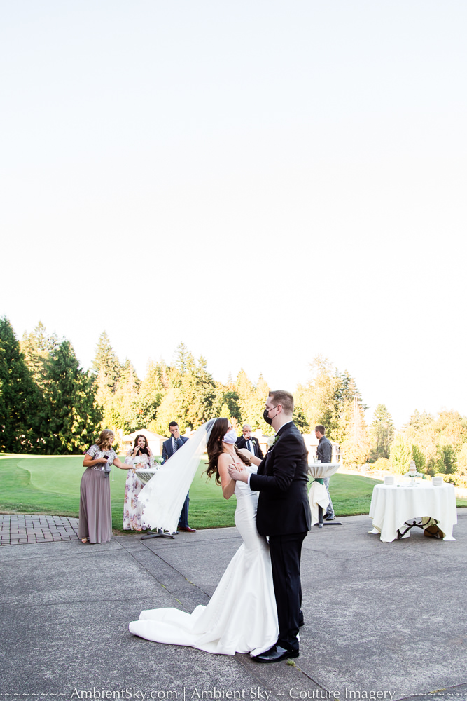 COVID-19 wedding first dance while wearing masks