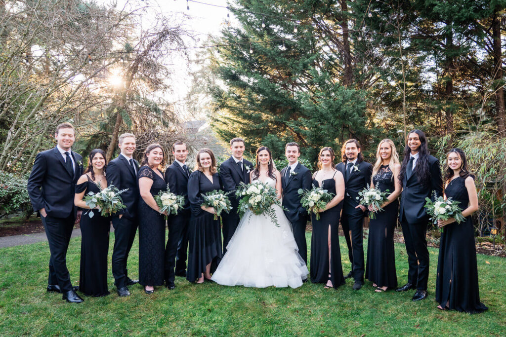 Portland Winter Wedding Bridal Party Portrait at Gray Gables Estate