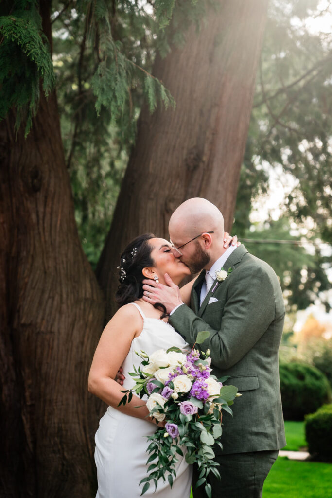 Portland wedding photographer bride and groom kissing portrait